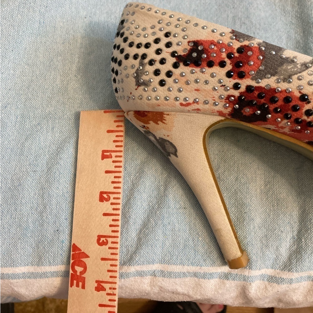 Top Moda Sparkly Floral Metallic Pumps Heels Size 10 - Picture 5 of 9